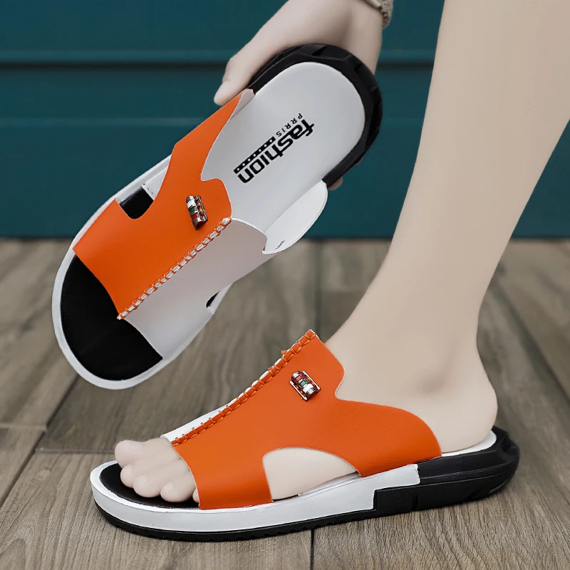 2023 Summer Men Shoes Sandals Comfortable Slip-on Casual Sandal Fashion Shoes Men Slippers Personality Double color blocking