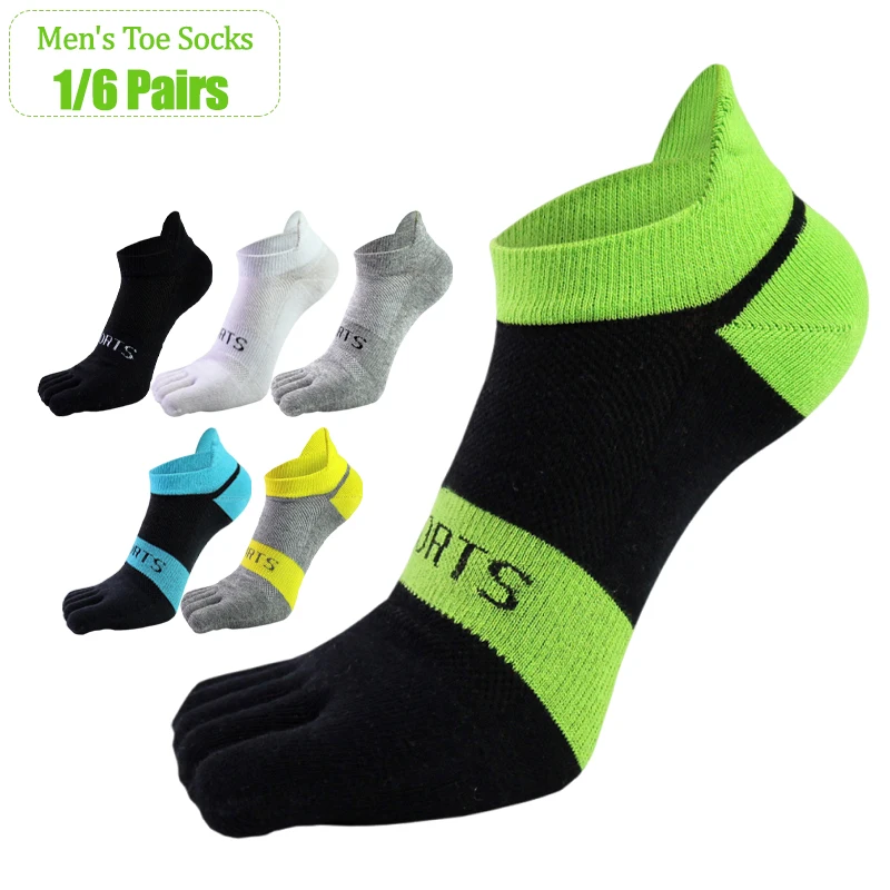 

1/6 Pairs Breathable Mesh Men Five Toe Sports Socks Low Cut Ankle Running Gym Athletic Separate Finger Cotton Socks