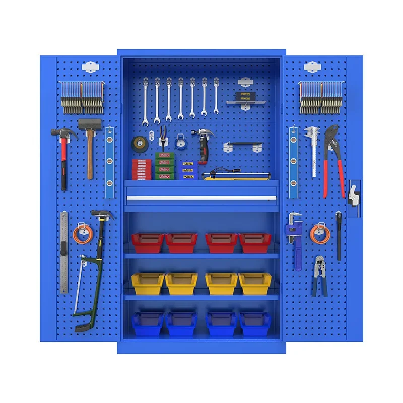 Heavy duty hardware tool cabinet Auto repair workshop Iron sheet Double door Parts storage box Factory thickened multi-functiona
