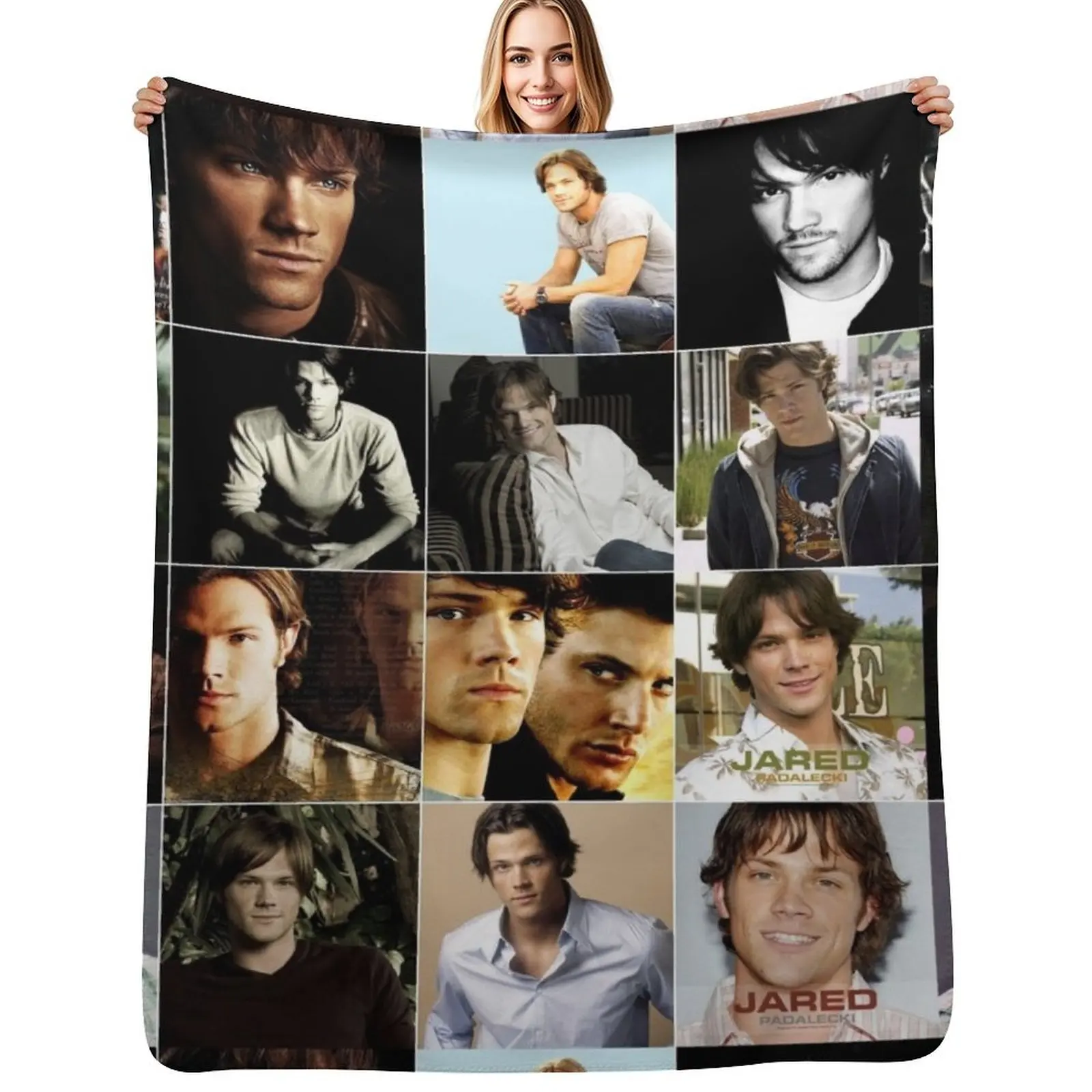 

Jared Padalecki American actor Mix Version Ultimate Mural / Collage Edit Fan Art - 1 Throw Blanket Thin Bed Nap Blankets