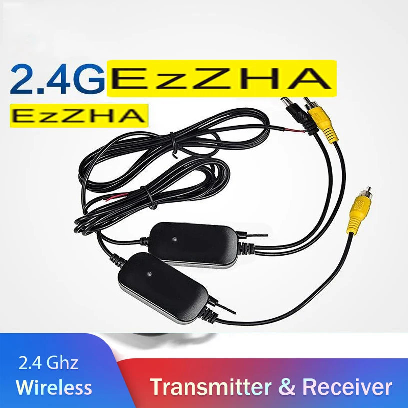 

EzZHA Car Rear View Camera Wifi Wireless Wiring Kit 2.4GHz DC 12V 24V Vehicle Cameras RCA Video Wireless Transmitter/Receiver