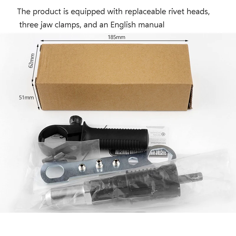 Professional Rivet Gun Adapter, Quick and Easy To Pull Rivet Drill Adapter, 2.4/3.2/4.0/4.8mm, Cordless Rivet Gun