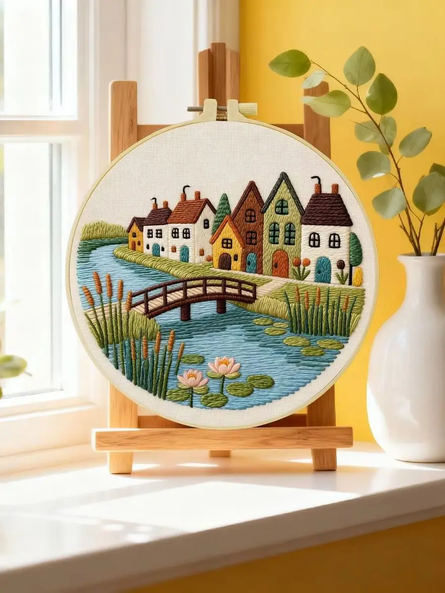 1 Stück 20X20CM/15X15CM 7,87/6,3 Zoll Fluss-Stickerei-Starter-Kit DIY-Kit DIY-Stickerei-Set Handarbeiten Nadelkunst Nähkunst – Detail 6