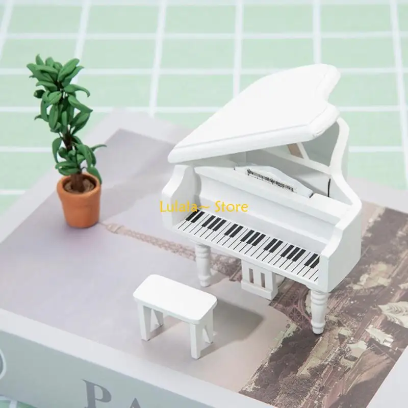 Y4QA 1:12 voor poppenhuis miniatuur piano ambachten vetplanten voor poppenhuis miniatuur piano krukjes micro landschap muzikale