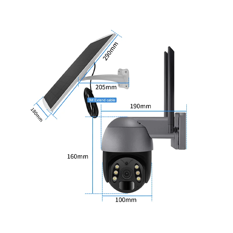واي فاي لوحة طاقة شمسية بطارية كاميرا الأمن مقاوم للماء في الهواء الطلق Cctv جديد 4g بطاقة Sim Ip Camara De Seguridad #2
