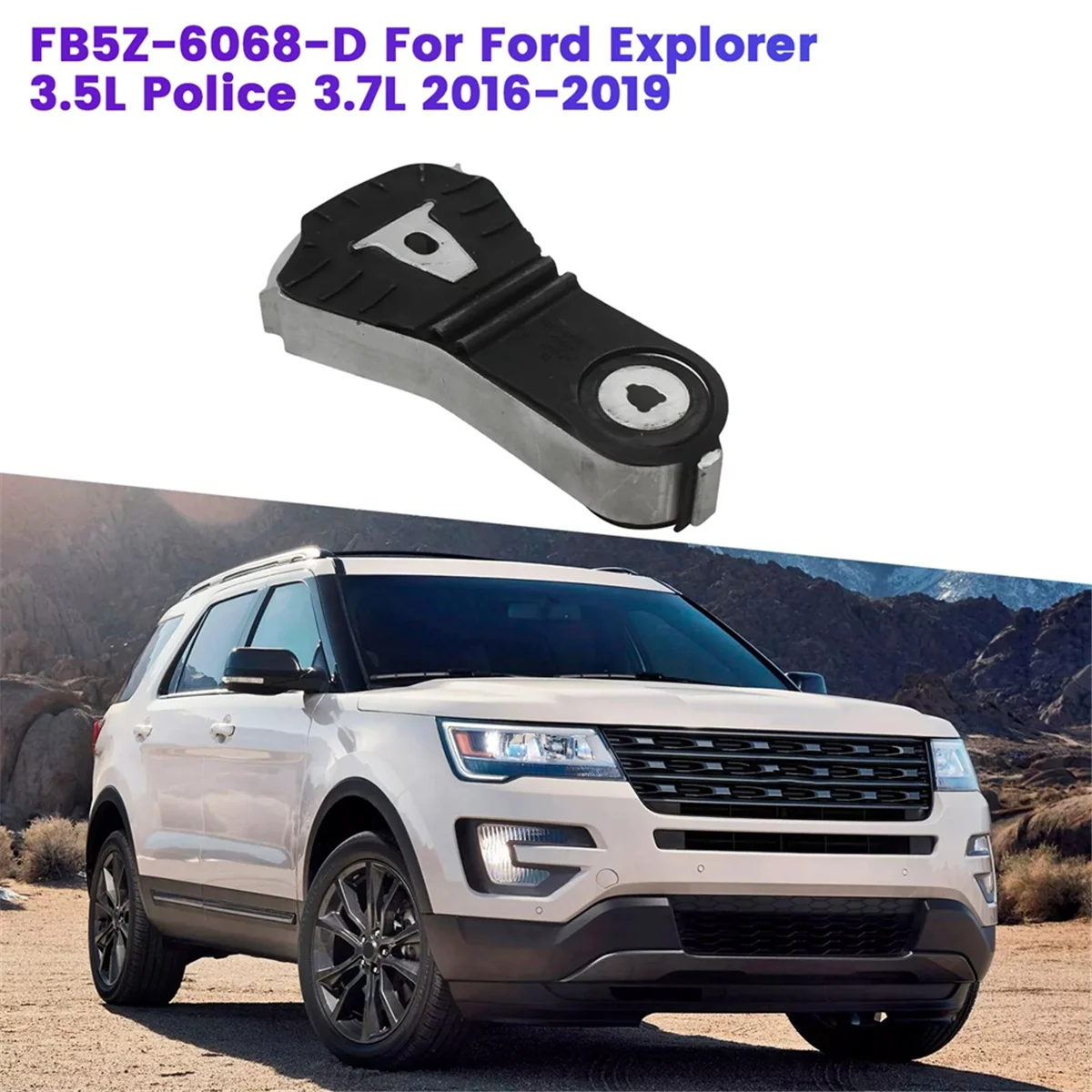 Engine Torque Strut Mount Rear Lower FB5Z-6068-D 3368 for Explorer 3.5L Police 3.7L 2016-2019 Rubber Foot Bracket