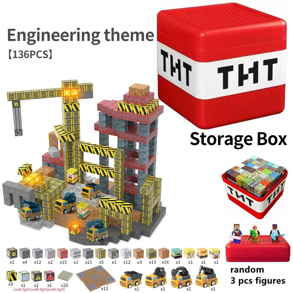 

Magnetic Building Blocks With Lights - Construction Toy Set For Kids, DIY Engineering Themed Gift