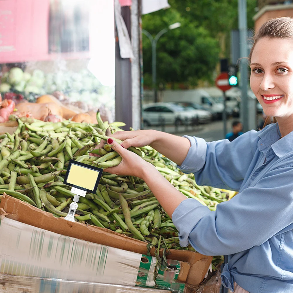 7Pcs Label Holder Display Stand 360 Degree Rotatable Acrylic Price Tag Clip for Desk Shelf Market Sign Advertising Rack