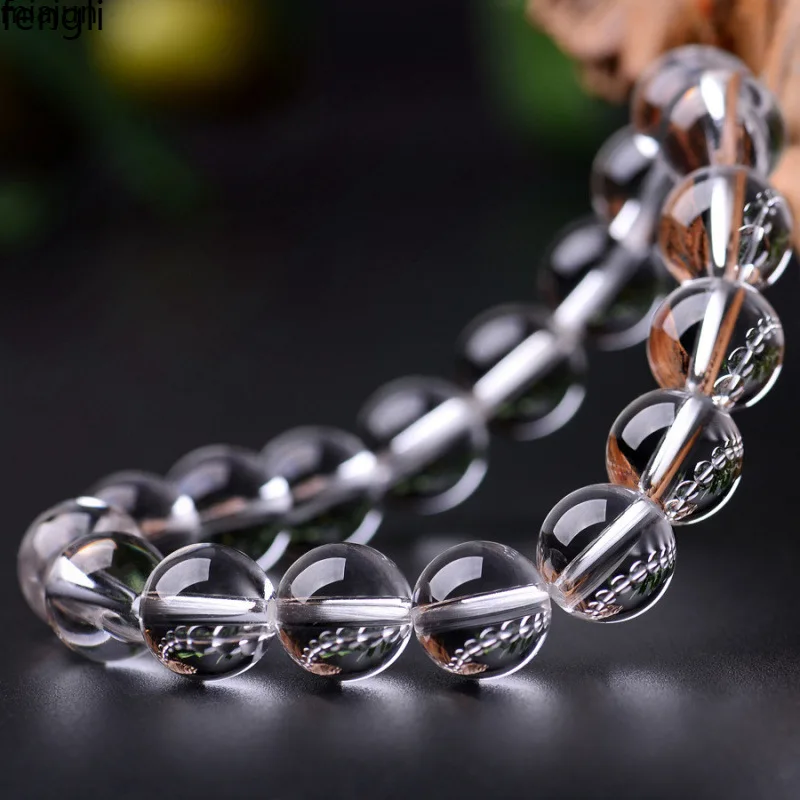 

Natural White Crystal Bracelet for Women Transparent Beads Brazilian Crystal Bracelet for Men Collectible Grade Three Circles Bu