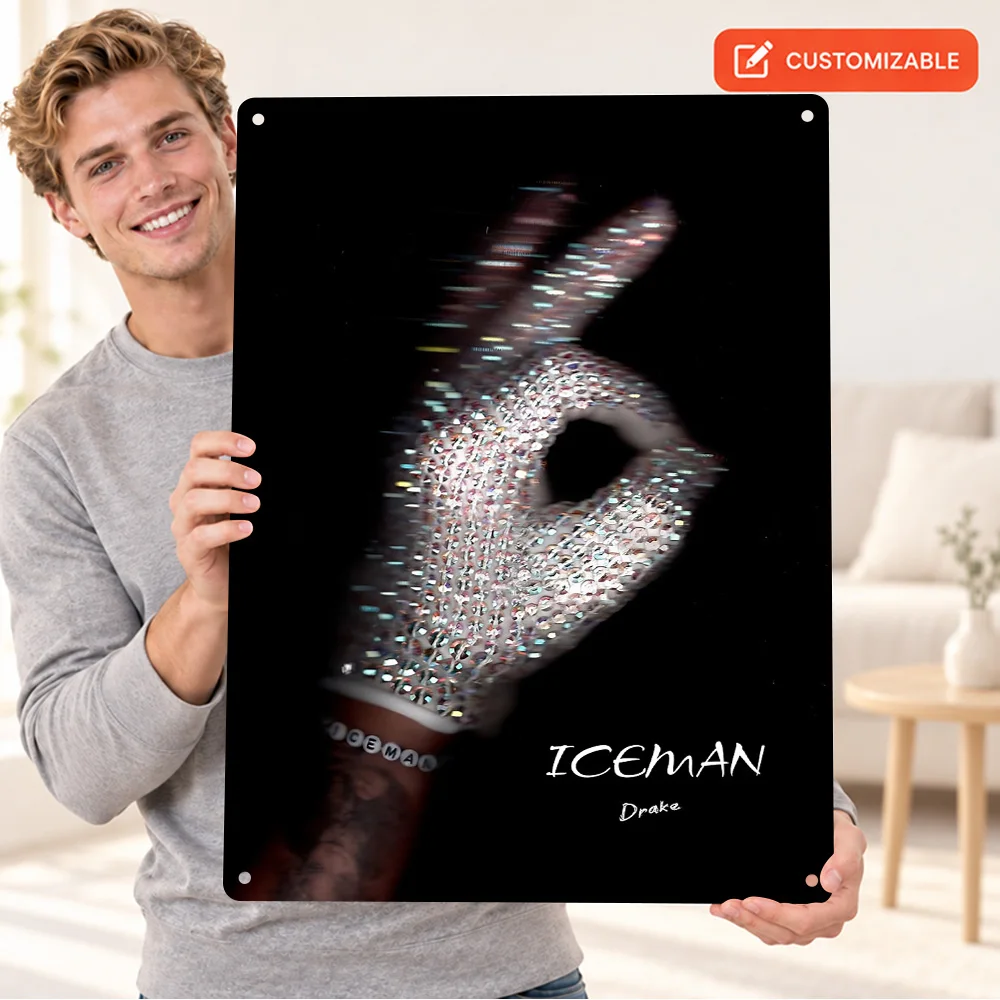 Iceman Drake Album Textured Metal Poster Customized Aluminum Sign Contemporary Design Wall Art For Home Office Music Fan Gift