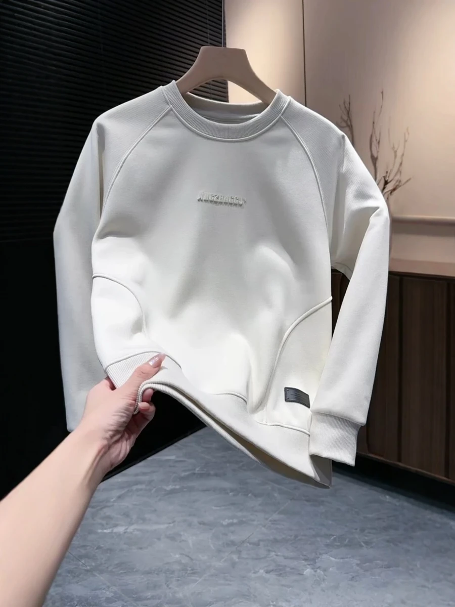 

Faionable Men's Sweatirt 2025 Autumn Winter New Arrival Casual Simple Line Warm Fce Long Sve round Ne Letter Pattern