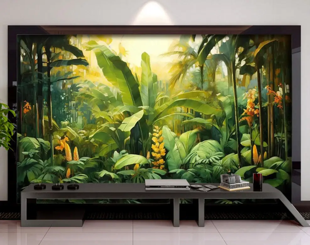 Custom wallpaper Nordic retro French Southeast Asia tropical plants wallpaper oil painting background wall murals 3d wallpaper