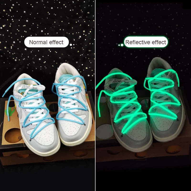 Runde, leuchtende, fluoreszierende Schnürsenkel, die im Dunkeln leuchten, Nacht-Farbschnürsenkel, Sportschnürsenkel für Canvas-Schuhe, Schnürsenkel für Erwachsene und Kinder, Neu – Detail 6