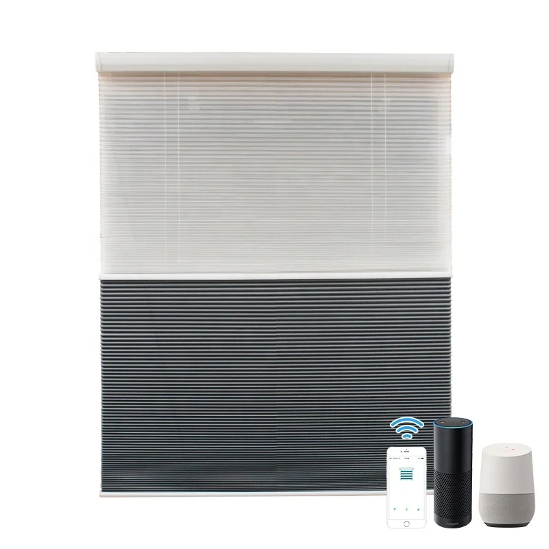 Wifi automatic electric smart cordless window top down bottom upper blinds honeycomb curtains dual honeycomb blinds