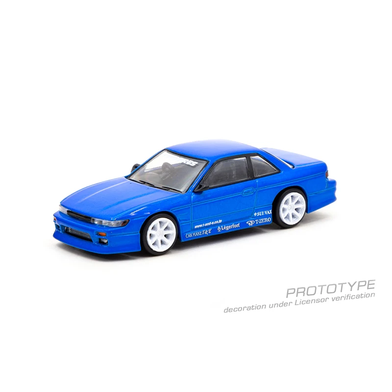 TW In Stock 1:64 VERTEX Silvia S13 Blue Metallic TOYO TIRES Diecast Diorama Car Model Collection Miniature Toys Tarmac Works