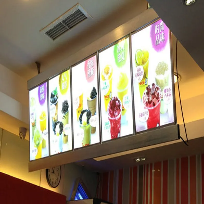 Restaurant Digital Menu Lightbox Boards Illuminated Poster Signages Displays Ceiling Hanging for Cafe Hotel (5 section )