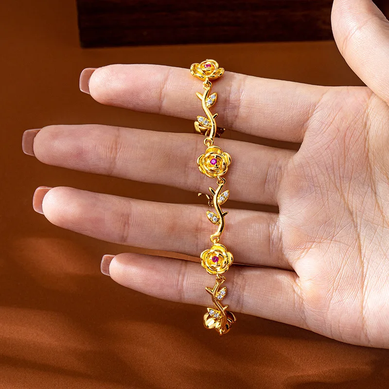 

Модный 14-каратный золотой цвет, красочный браслет с цветком циркона для женщин, подруги, мамы, элегантный браслет-цепочка, ювелирные изделия на день рождения, подарки