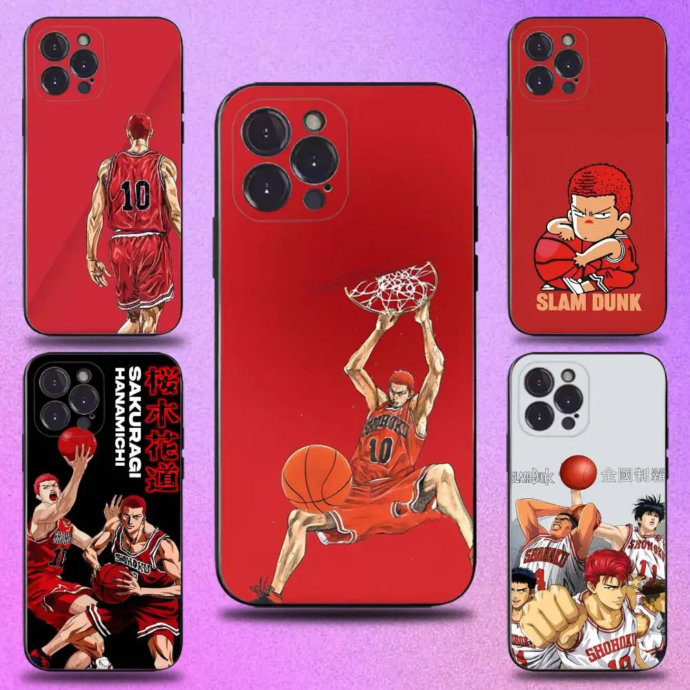 

Anime Slam Dunk Phone Case For iPhone 16,15,14,13,12,11 Plus,Pro Max,XS,X,XR,SE,Mini,8,7,Soft Silicone Black Cover