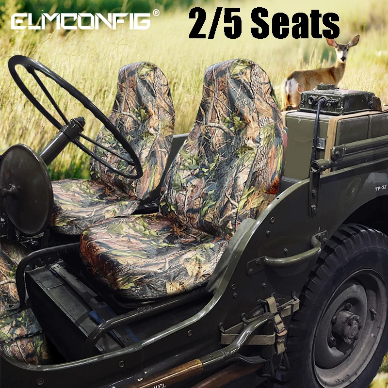 

2/5 Seats Car Hunting Camo Seat Protector Outdoor Waterproof Front and Rear Seat Cap Jeep Truck Interior Accessories