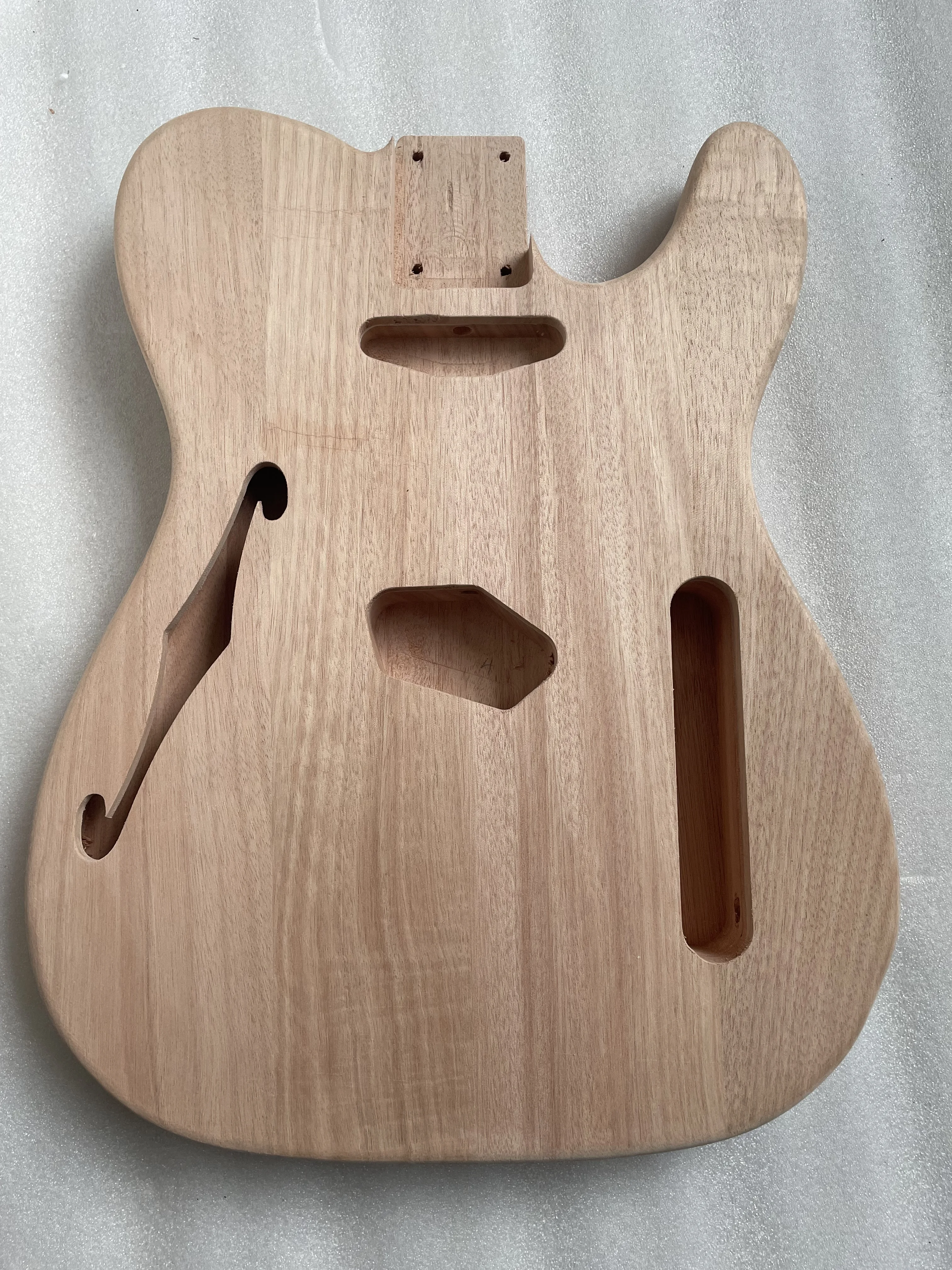 Unfinished Mahogany Wood Electric Guitar, Blank F Hole, Luthier DIY Guitar, Semi Hollow Body, High Quality, Brand New