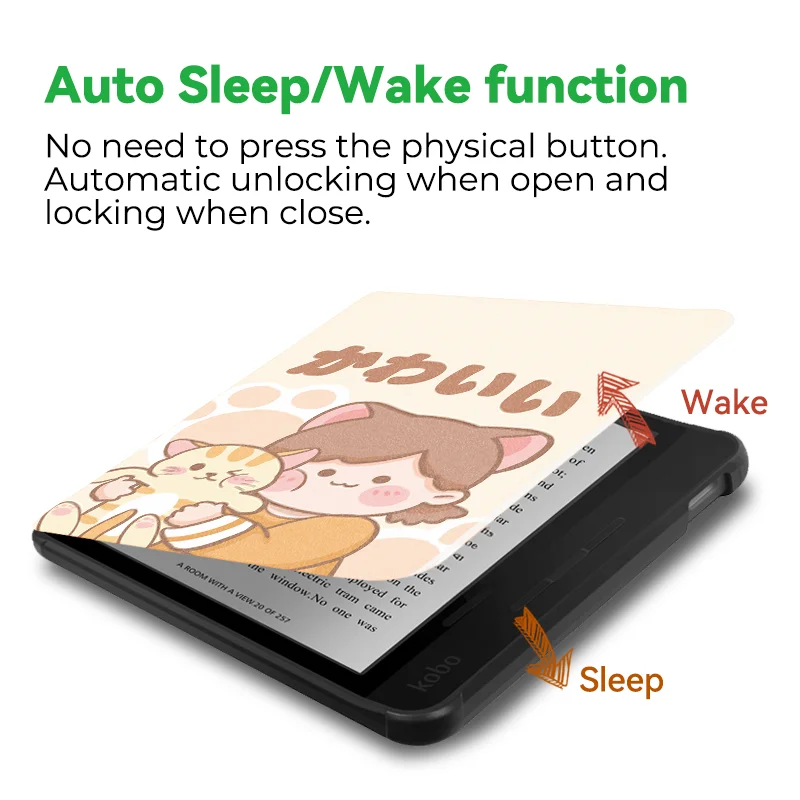for Kobo Libra Colour and Kobo Libra2 Protective cover 7-inch Auto Sleep Wake function E-book Case with patterns