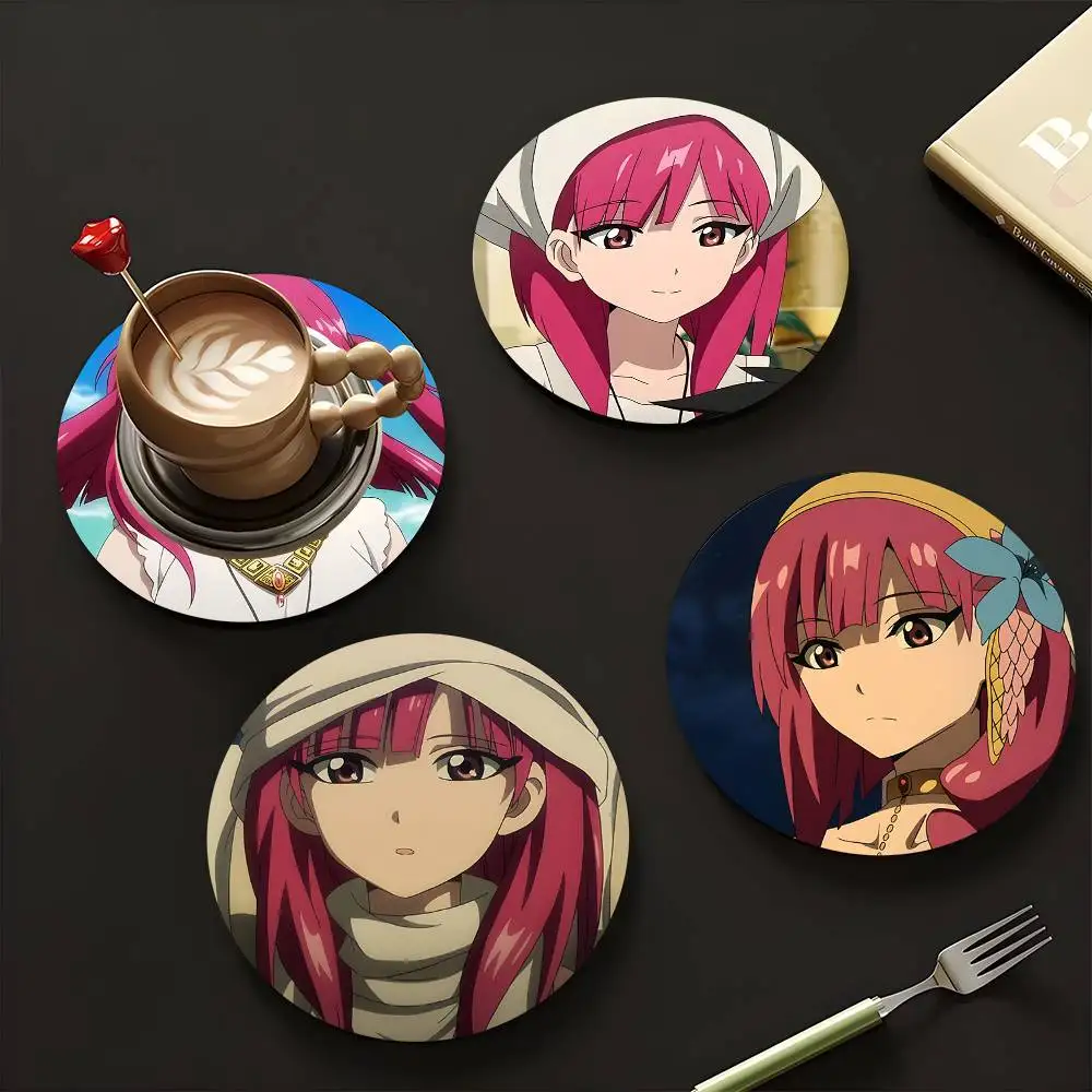 1pc Morgiana Anime Characters Wooden Coaster Colour Printing Cup Mat Home Desk Decoration Gifts