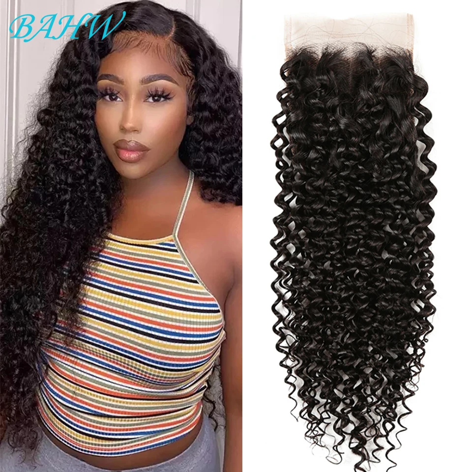 

Brazilian Kinky Curly 4x4 Lace Closure With Baby Hair 100% Remy Human Hair Lace Closure Free/Middle Part Natural Color Free Ship