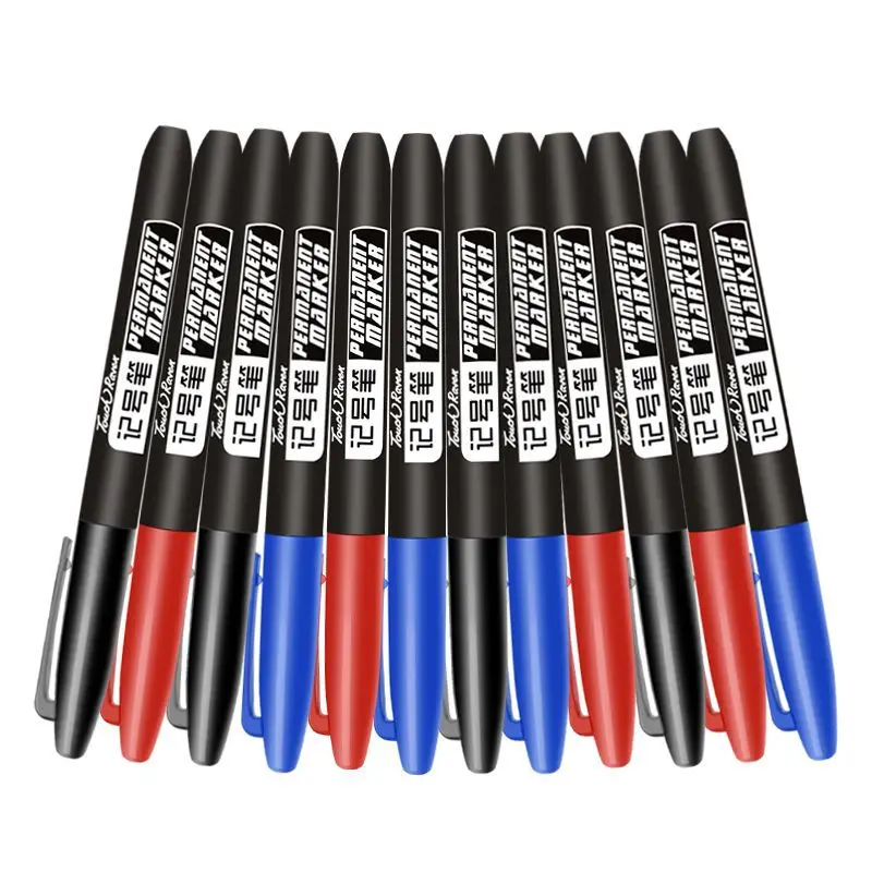 6 Pcs/Set Permanent Art Marker Pen Fine Point Waterproof Ink Thin Nib Crude Nib Black Blue Red Ink 1.5mm Fine Color Marker Pens