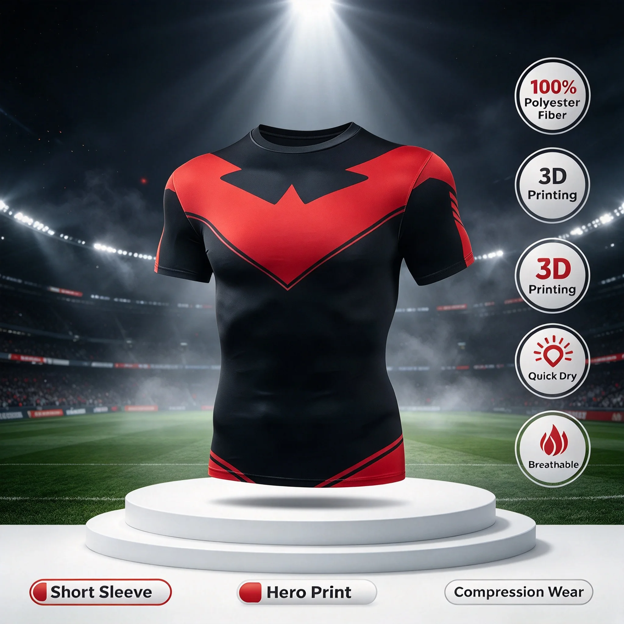 3D Nightwing T-shirt Running Quick Drying Short Sleeved Men's and Women's Sportswear Gym Boxing Training Sports Top Family Wear