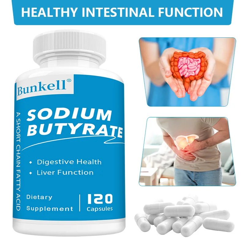 Bunkell, Sodium Butyrate, 120 Non-GMO Capsules, For Digestive Health and Liver Support, Promotes Immune Health