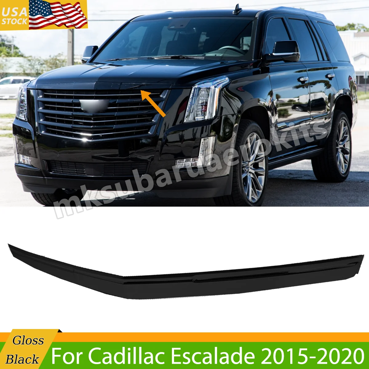 

SAIQINGSP Glossy Black Front Hood Trim Molding Trim For 2015-2020 Cadillac Escalade ESV Automotive Body Kit