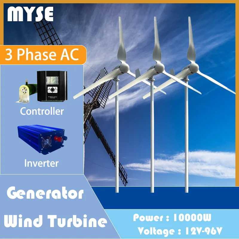 

10000W Wind Turbine Generator 24V 48V 96V On Grid Free Energy Generators Free Energy Windmill With MPPT Controller Inverter