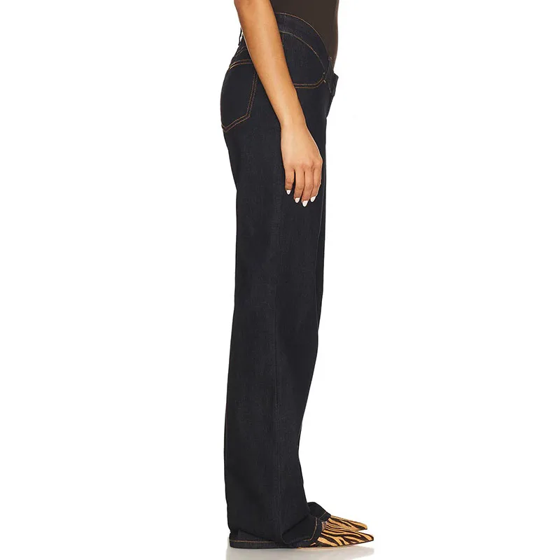 レディース ハイウエスト パンツ、ウォッシュド コットン デニム パンツ、高品質 カジュアル ストレートレッグ パンツ、2026 春の新作、Y2K