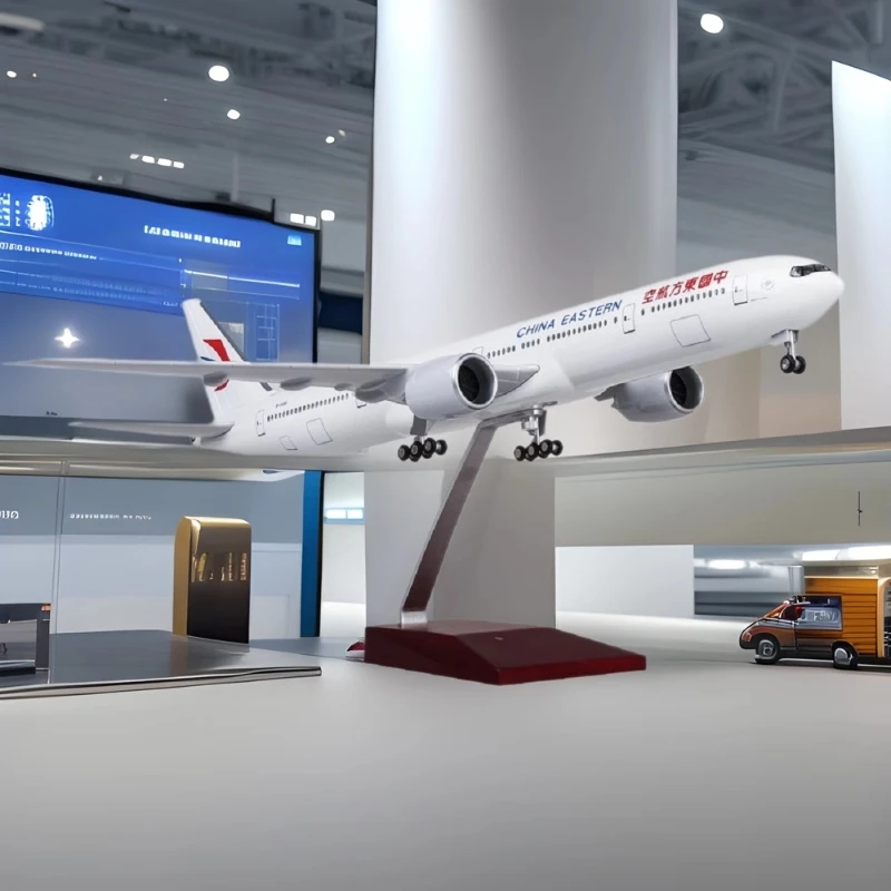 

Scale Aircraft B777 China Eastern Airlines Resin Plastic Model Airplane diecast With Lights And Base Children Toy Planes Gift By