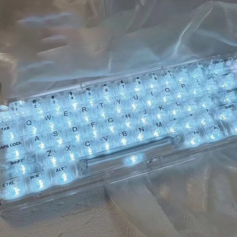 Mechanical Keyboard Cherry Profile PC Keycap Clear Crystal Backlit RGB Custom ISO Layout 132 Keys Transparent PC Key Cap Iceberg