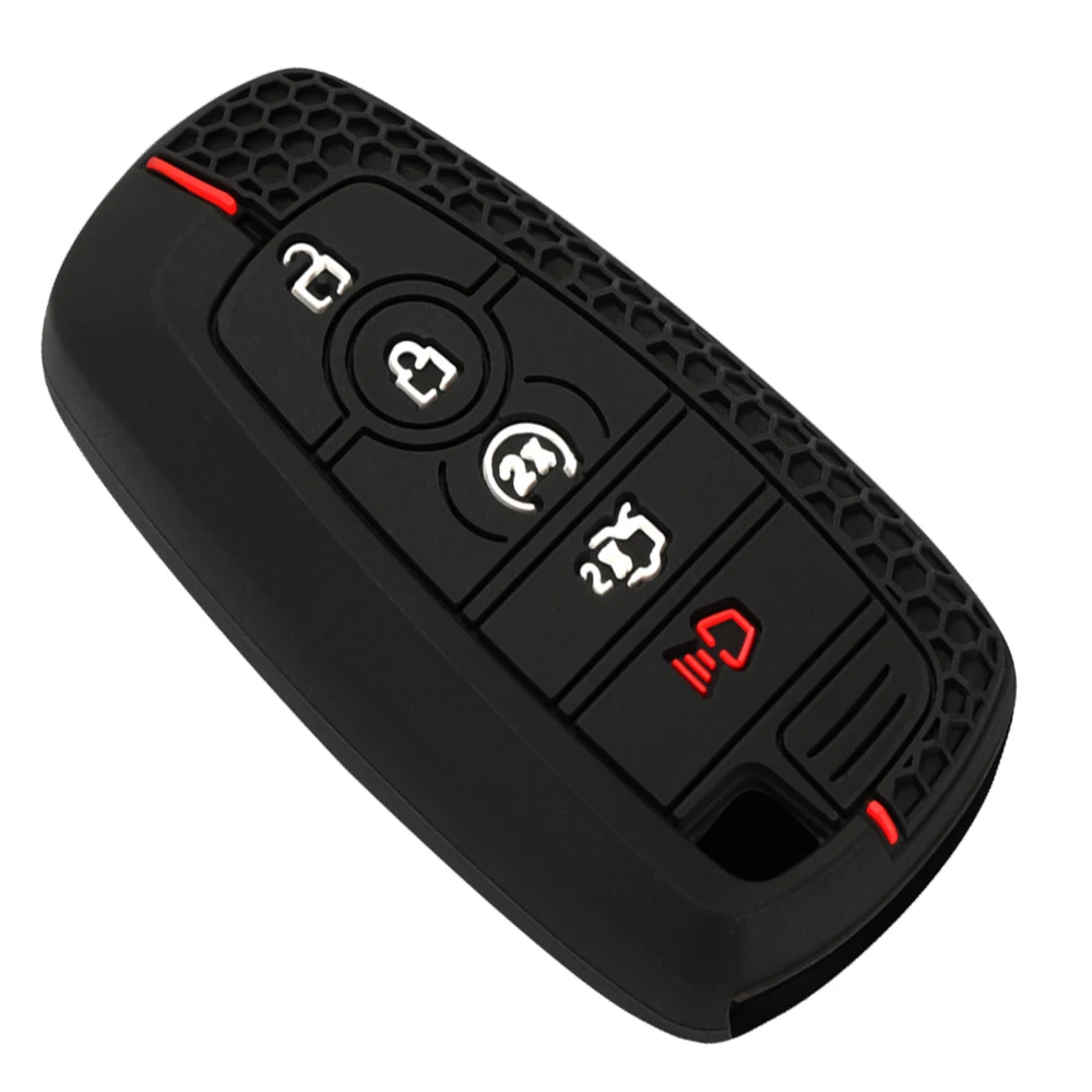 Shell For Ford Explorer Mustang Fusion Escape F150 F250 F350 F450 F550 Ford Raptor 5Buttons Silicone Leather Car Key Case Cover