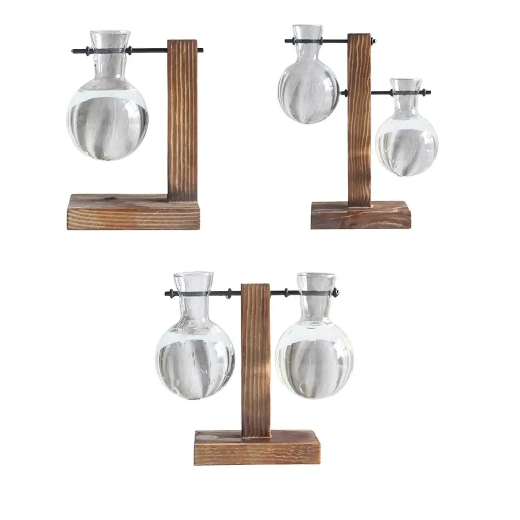 

1pc Decorative Retro Desktop Bulb Holder Planter w/ Wooden Stand