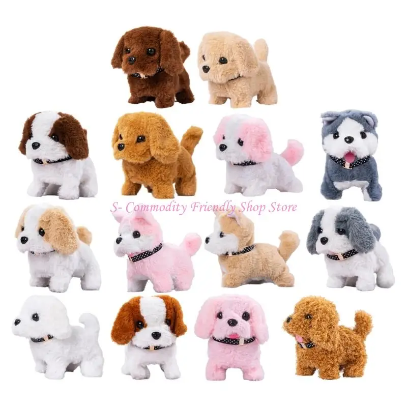 

85AE Walking Toy Puppy Toy Furry Crawling Toy Barking Animal Classical Christmas Emotion Appease for Toddler Toy