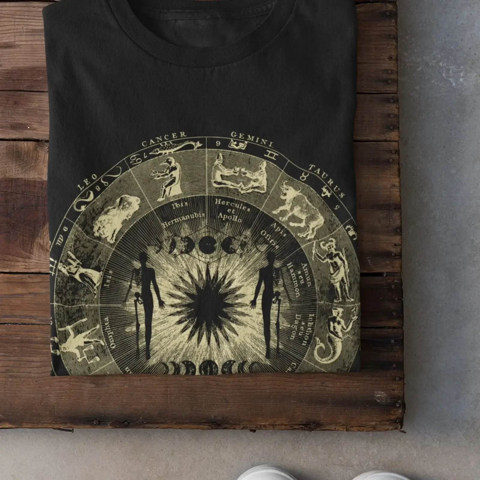 Vintage Astrology Zodiac Wheel T shirt Moon Phases Horoscope Dark Academia Grunge Goblincore Fairycore Cottagecore vintage