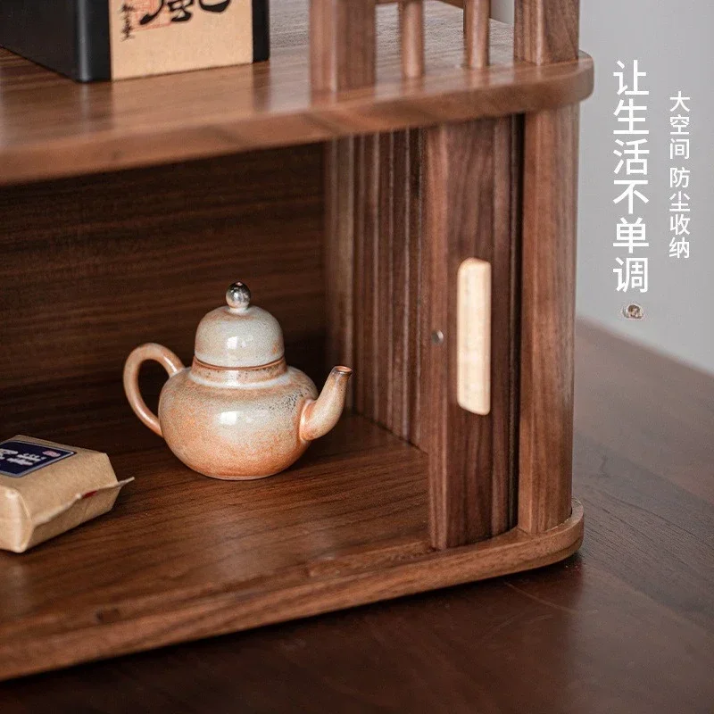 Desktop Storage Rack Solid Wood Chinese Bogu Rack Teacup Double Layer Kitchen RackX9