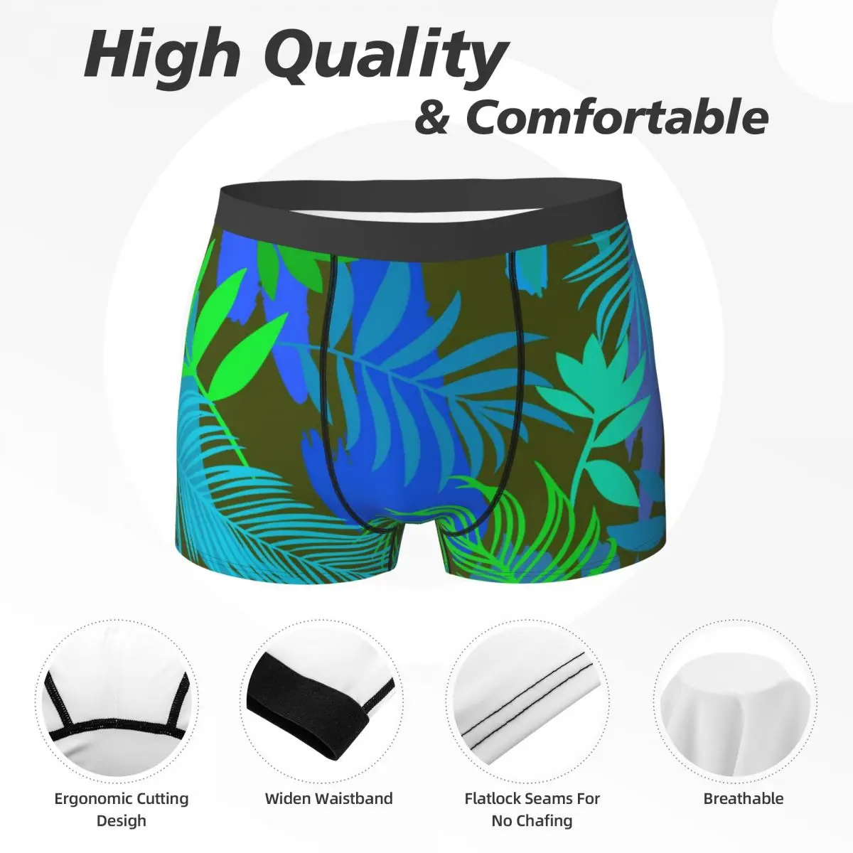 Spazzola Foglia Intimo Forme geometriche Design Boxer Shorts Trenky Mutande maschili Boxer elastico Breve regalo di compleanno