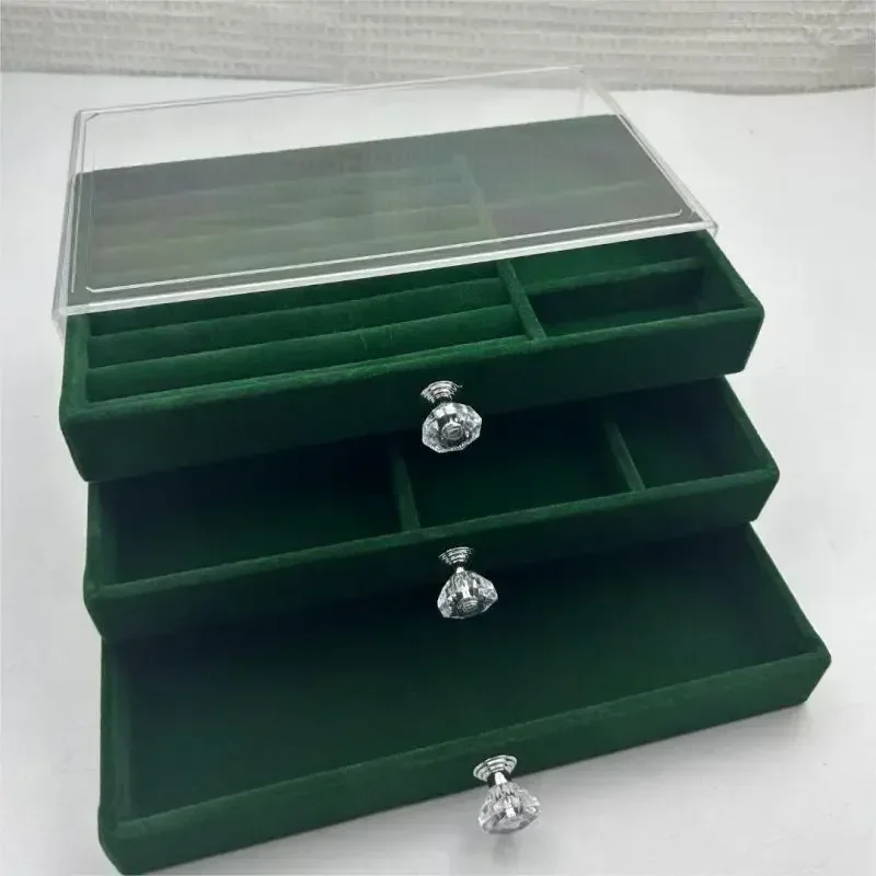 Caja de almacenamiento de joyería tipo cajonera de tres capas, gran capacidad, pendiente, anillo, collar, pulsera, joyería, 1 Uds.