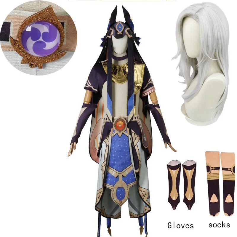 

Cyno Cosplay Costume R Man Mihoyo Sumeru Halloween Carnival Party Anime Cyno Outfits with Hat Wig