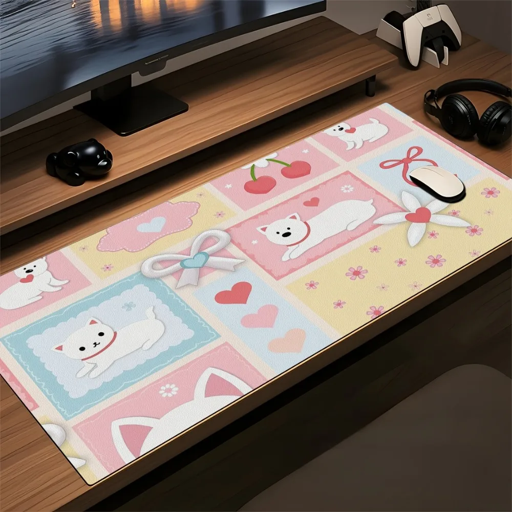 Decoración de escritorio - Alfombrilla de ratón con diseño de frutas dulces, tapete para escritorio de computadora, alfombrilla negra para ratón, protector de escritorio