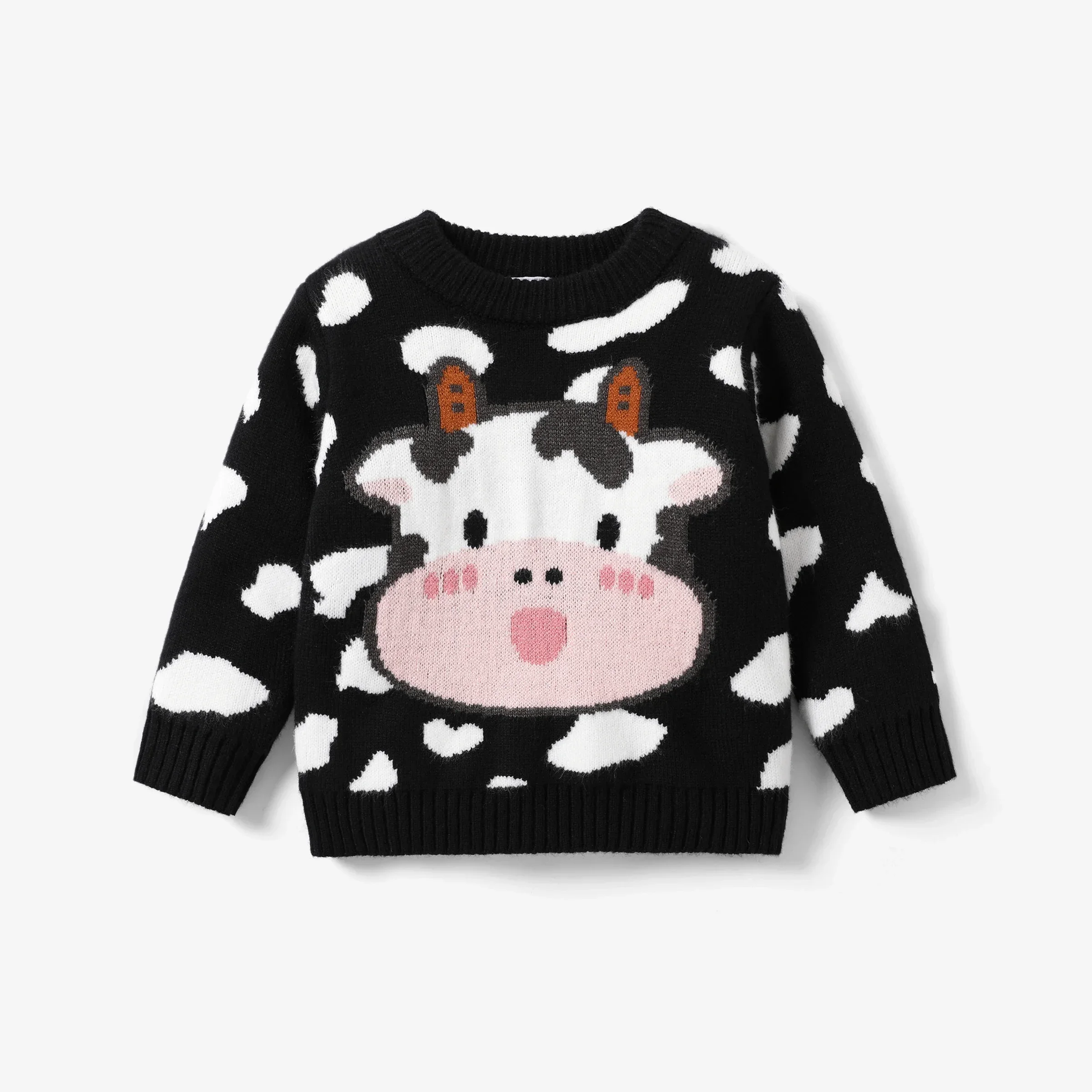 PatPat Baby Girl/Boy Cow Cute Animal pattern Striped Sweater Soft and Comfortable  Perfect for Outings and Daily Wear