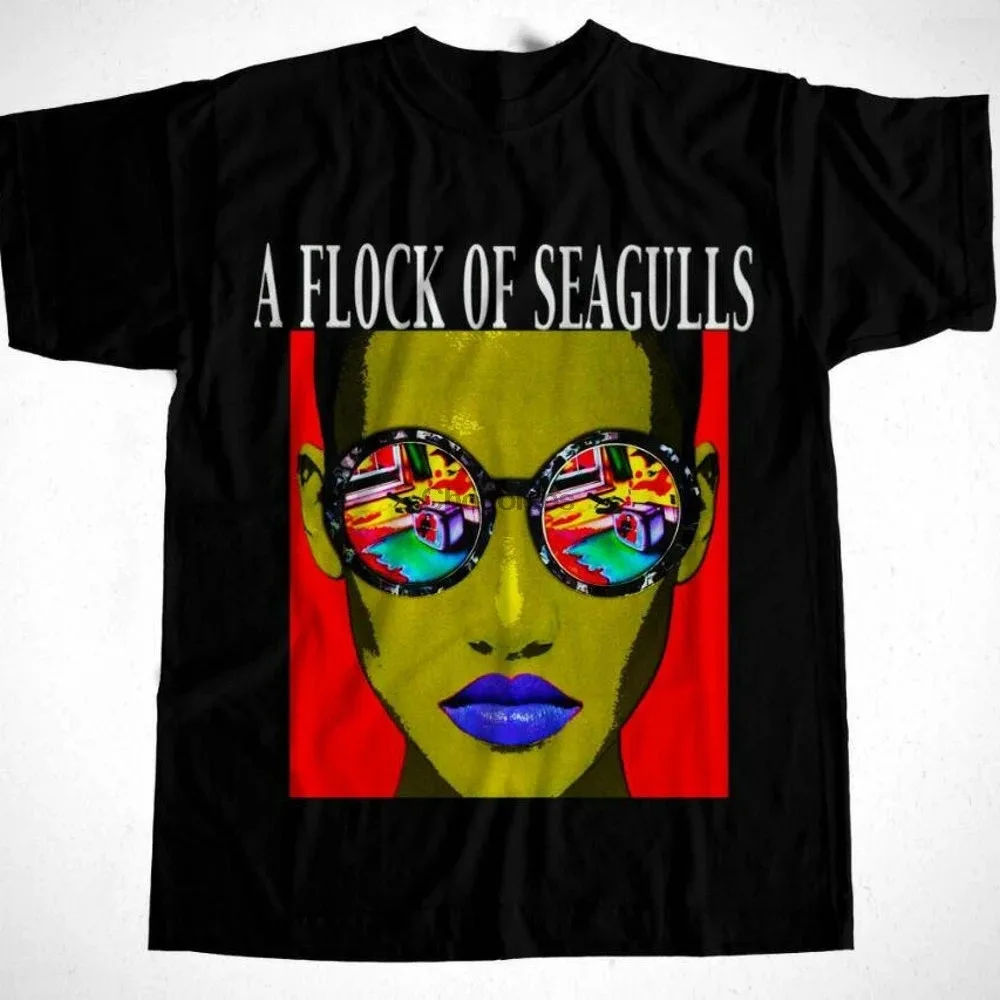 Vintage A FLOCK OF SEAGULLS Band Cotton Black S-2345XL Men Women Shirt