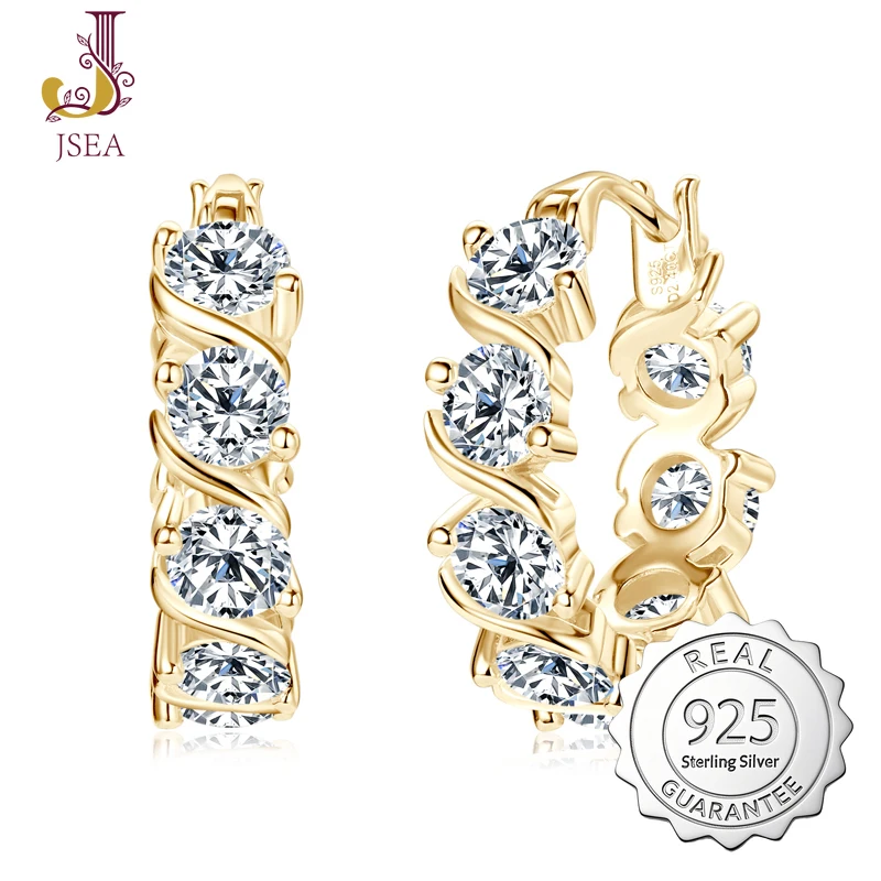 

4mm 4.8carat All D Moissanite Diamond Hoop Earrings for Women Engagement Wedding Original 925 Sterling Silver Jewelry