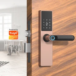 Tuya Smart WiFi Electronic Door Lock With Fingerprint/ Card/ Password/ Key Unlock/ USB Power Supply For Backup