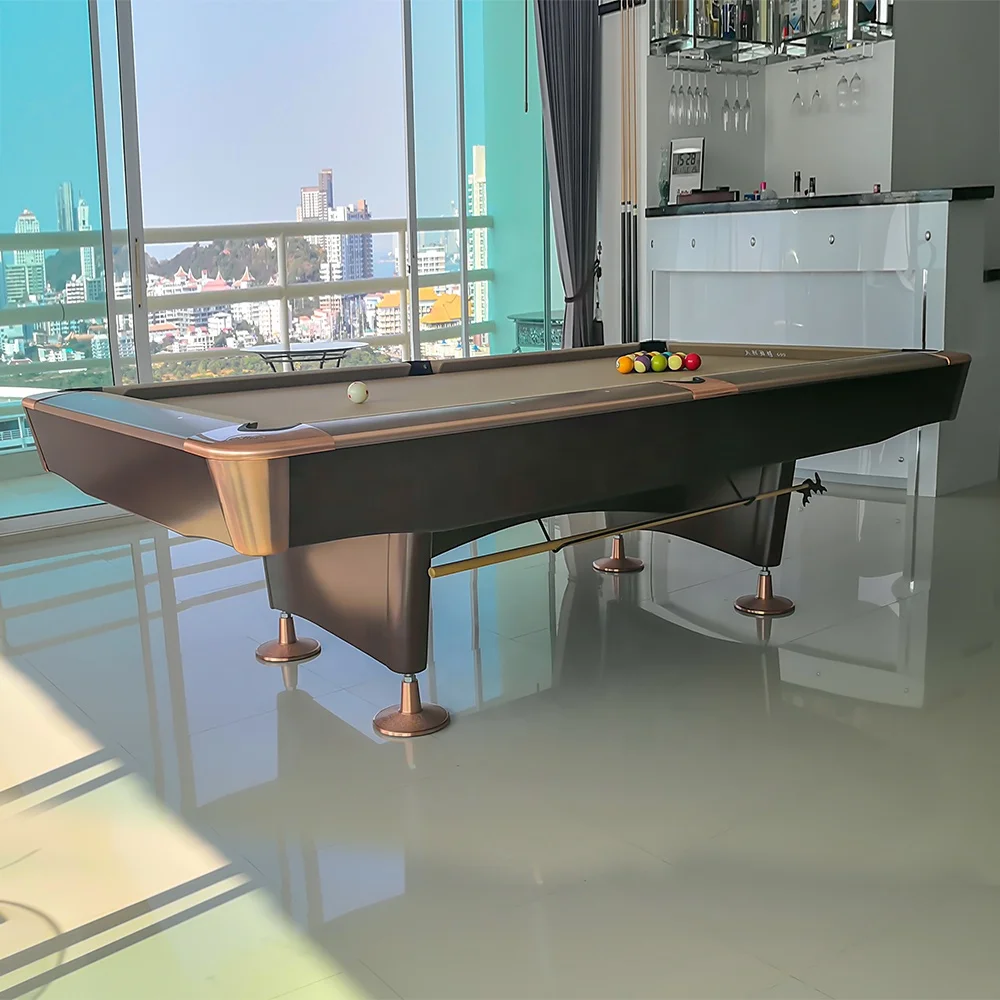 Professional 9FT Pool Table Slate Bed 9 Ball Fency Billiard Solid Wood 4th Generation Ball Return Rubber Pockets