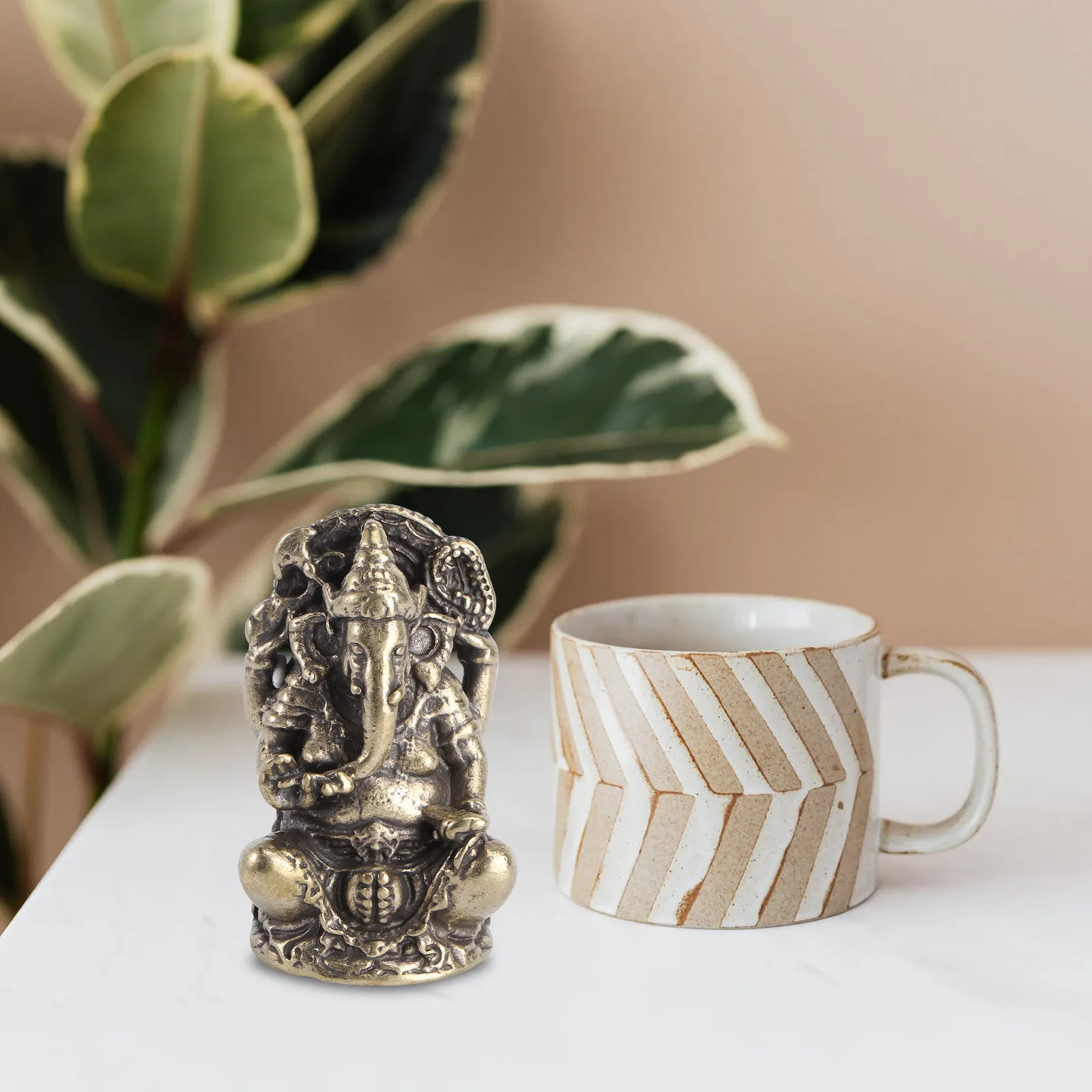 Solid Copper Elephant God Ganesha Statue Home Office Temple Decor Ornament for Wisdom Wealth Fortune Meditation Yoga Sauna